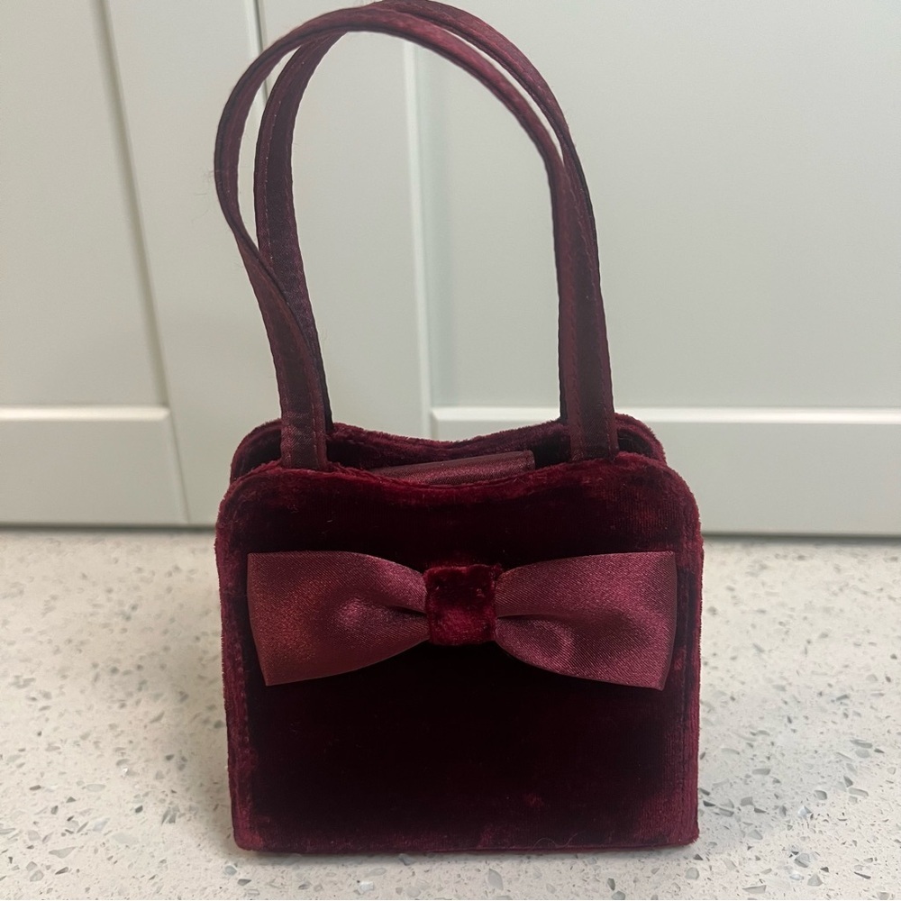TOBY NYC Silk Blend Velvet Maroon Red Purse | Two Strap Options